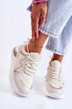 Damskie Modne Sneakersy Jasnobeżowe Allie