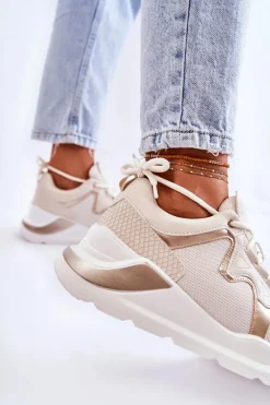 Damskie Modne Sneakersy Jasnobeżowe Allie
