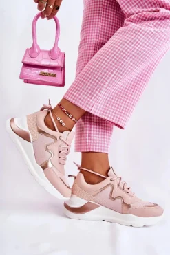 Damskie Modne Sneakersy Różowe Allie