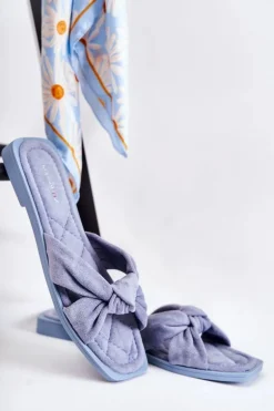 Damskie Modne Zamszowe Klapki Niebieskie Lorrie