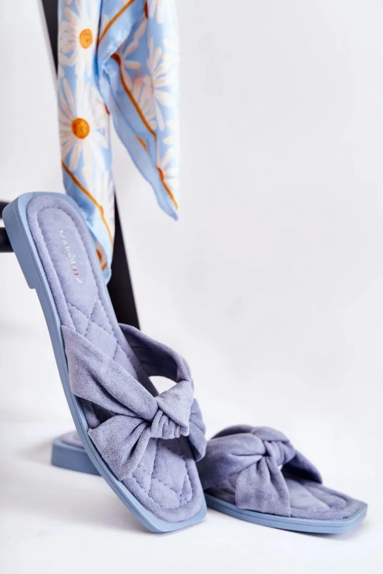 Damskie Modne Zamszowe Klapki Niebieskie Lorrie