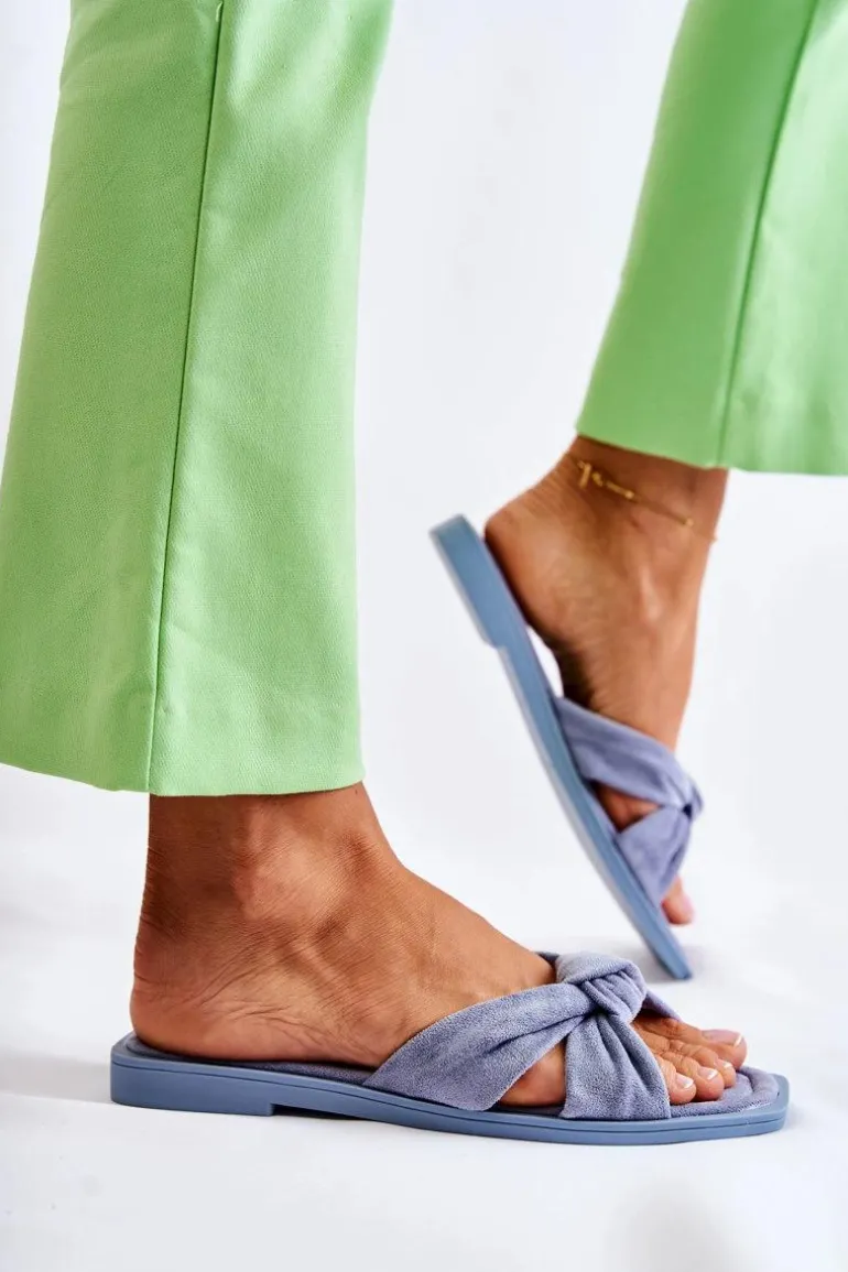 Damskie Modne Zamszowe Klapki Niebieskie Lorrie