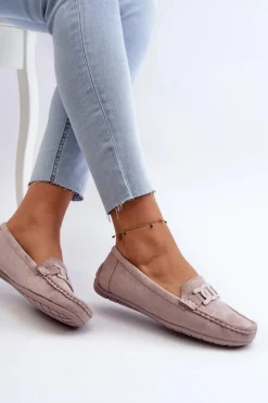 Damskie Modne Zamszowe Mokasyny Fioletowe Rabell