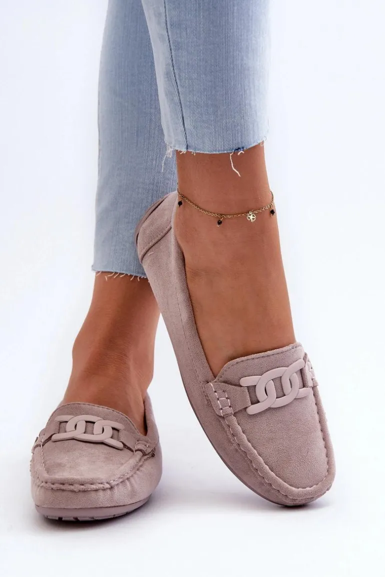 Damskie Modne Zamszowe Mokasyny Fioletowe Rabell