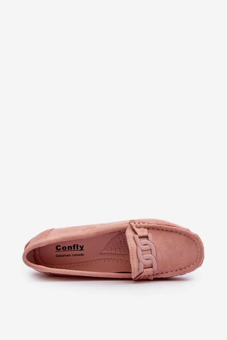 Damskie Modne Zamszowe Mokasyny Jasnoróżowe Rabell