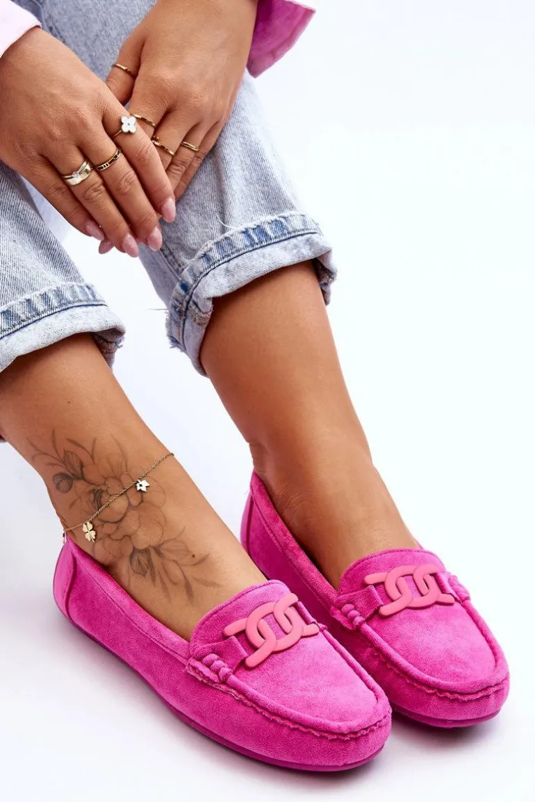 Damskie Modne Zamszowe Mokasyny Różowe Rabell