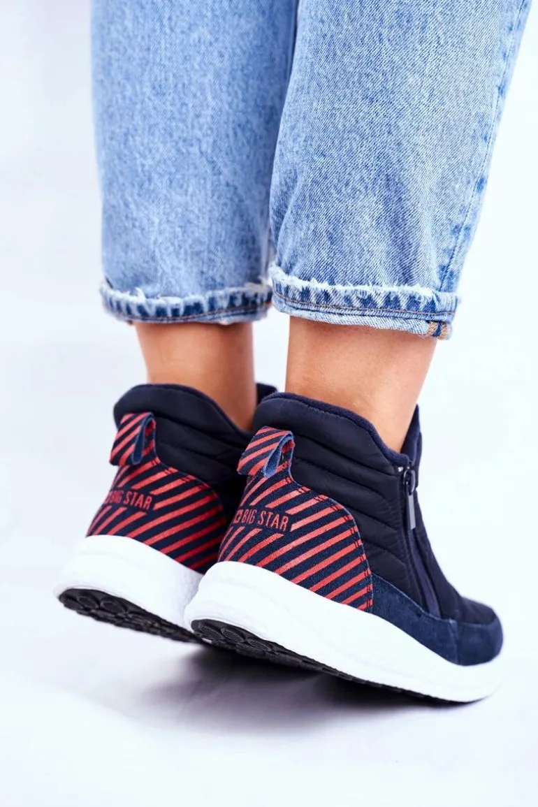 Damskie Młodzieżowe Śniegowce Big Star Granatowe GG274471