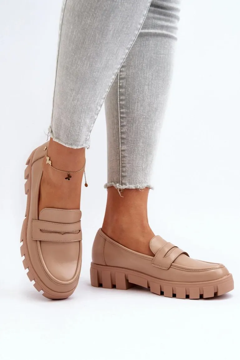 Damskie Mokasyny Eko Skóra Beżowe Seravisa