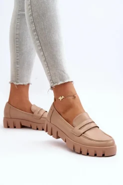 Damskie Mokasyny Eko Skóra Beżowe Seravisa