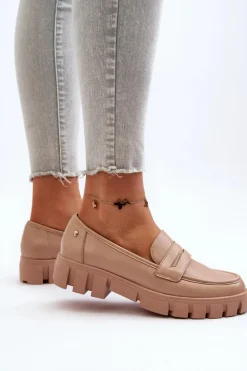 Damskie Mokasyny Eko Skóra Beżowe Seravisa