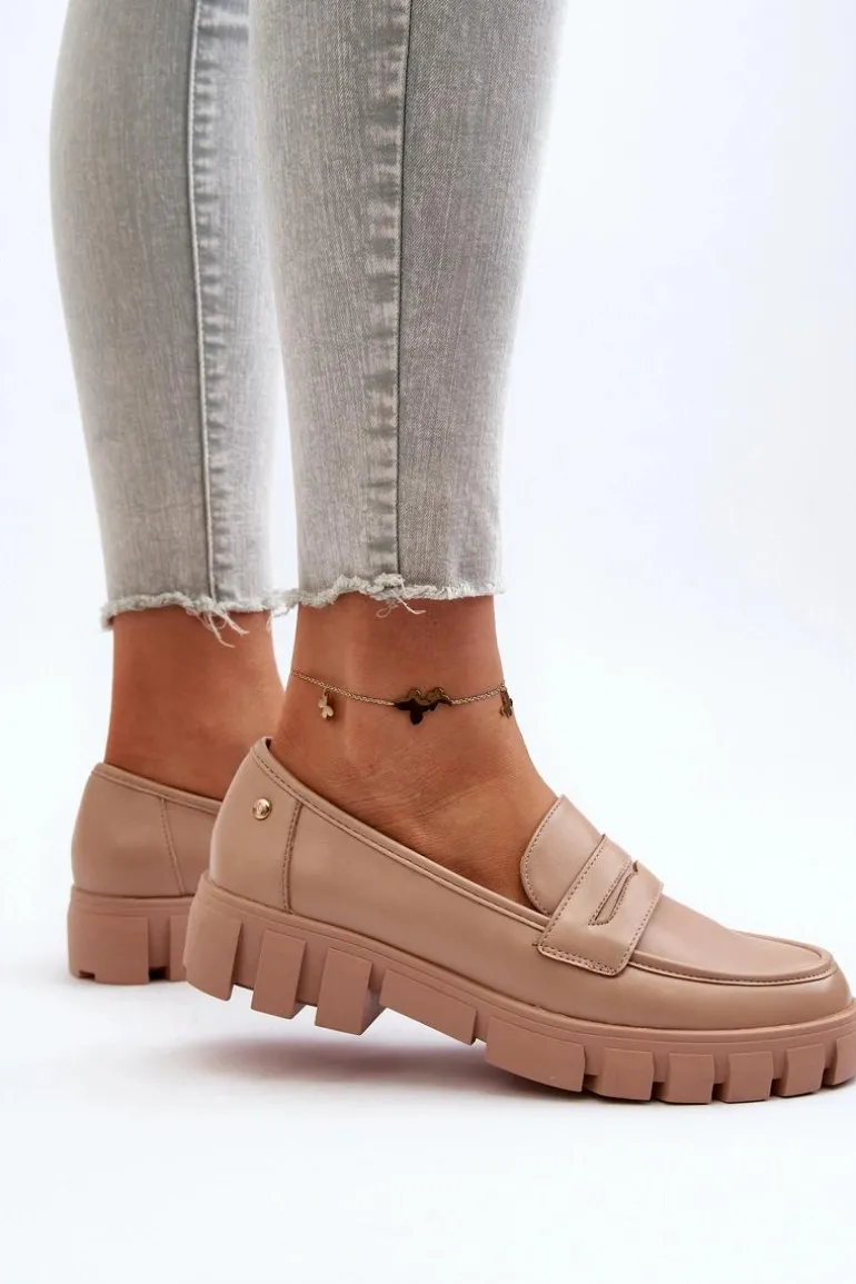 Damskie Mokasyny Eko Skóra Beżowe Seravisa