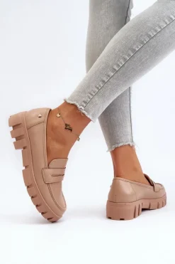 Damskie Mokasyny Eko Skóra Beżowe Seravisa