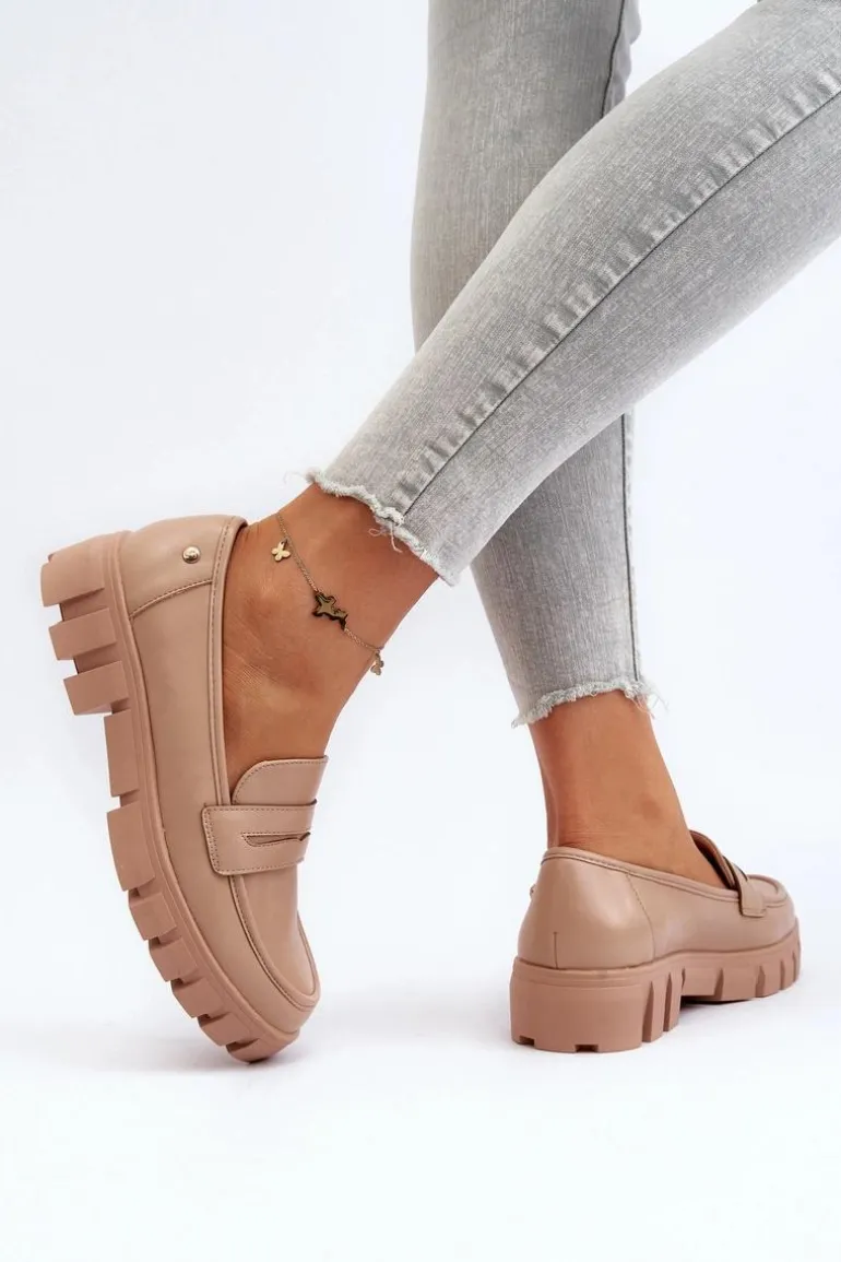 Damskie Mokasyny Eko Skóra Beżowe Seravisa