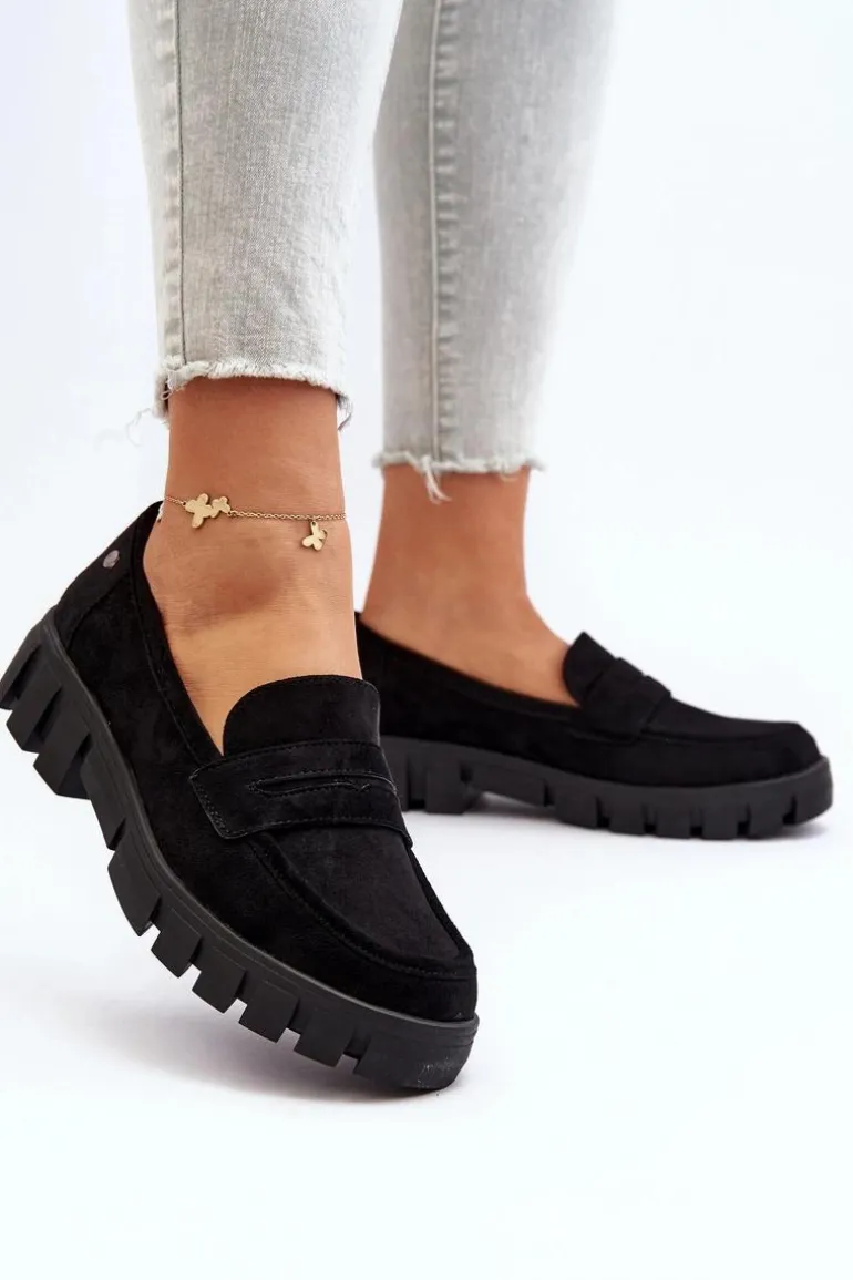 Damskie Mokasyny Eko Zamszowe Czarne Seravisa