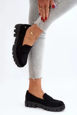 Damskie Mokasyny Eko Zamszowe Czarne Seravisa