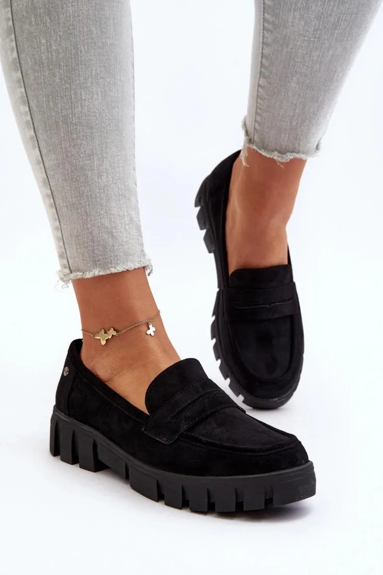 Damskie Mokasyny Eko Zamszowe Czarne Seravisa