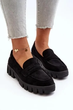 Damskie Mokasyny Eko Zamszowe Czarne Seravisa