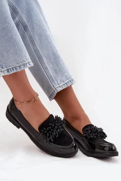 Damskie Mokasyny Lakierowane S.Barski HY52-369B Czarne