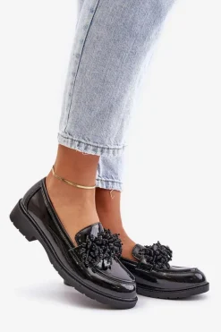 Damskie Mokasyny Lakierowane S.Barski HY369A Czarne