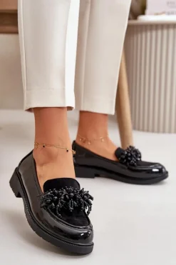 Damskie Mokasyny Lakierowane S.Barski HY42-369 Czarne