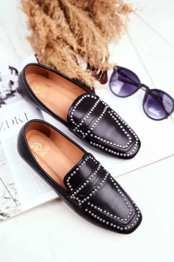 Damskie Mokasyny Lordsy Czarne Dżety Harriet