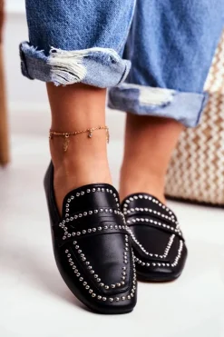 Damskie Mokasyny Lordsy Czarne Dżety Harriet