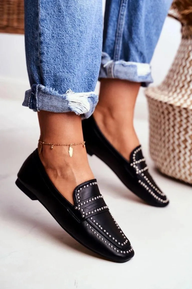 Damskie Mokasyny Lordsy Czarne Dżety Harriet