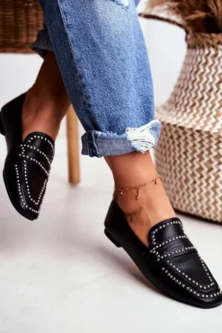 Damskie Mokasyny Lordsy Czarne Dżety Harriet