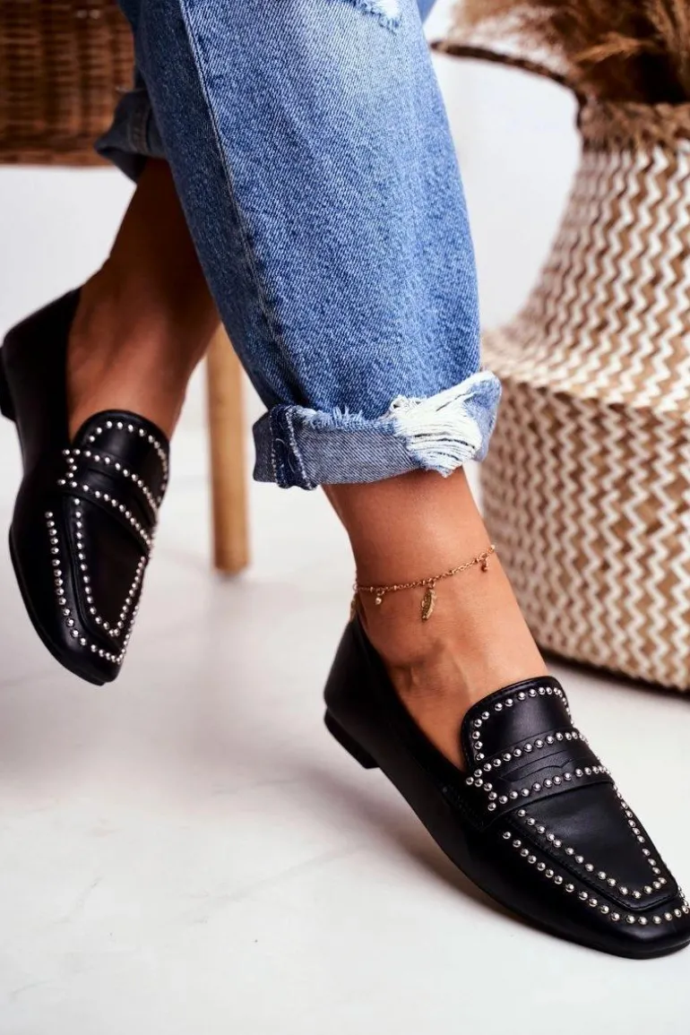 Damskie Mokasyny Lordsy Czarne Dżety Harriet