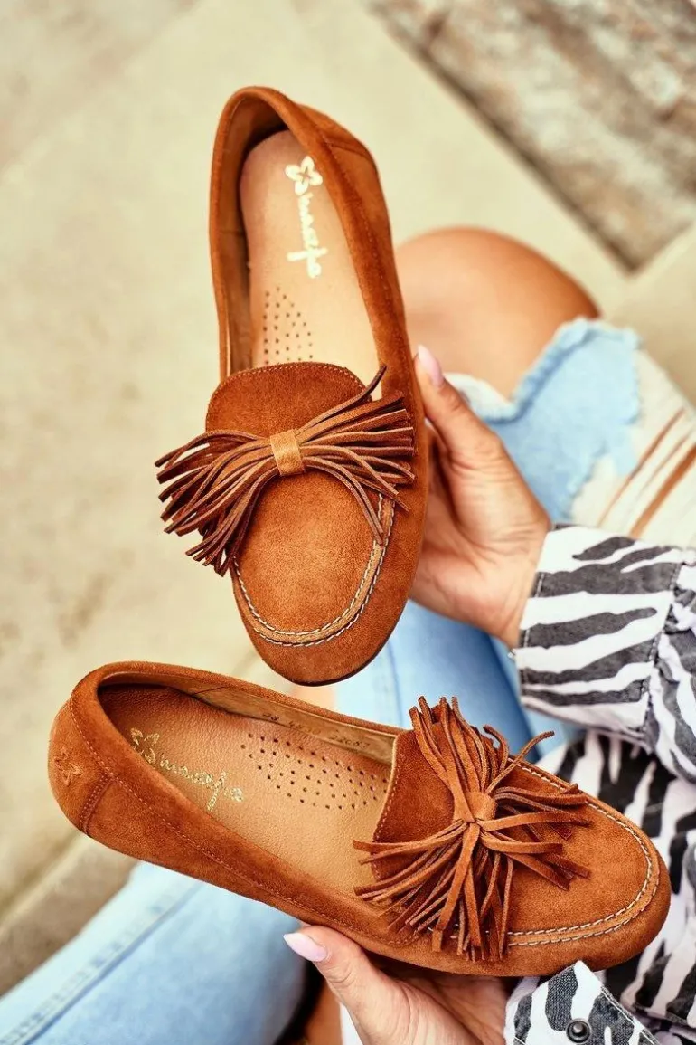 Damskie Mokasyny Maciejka Skórzane Camel 04830