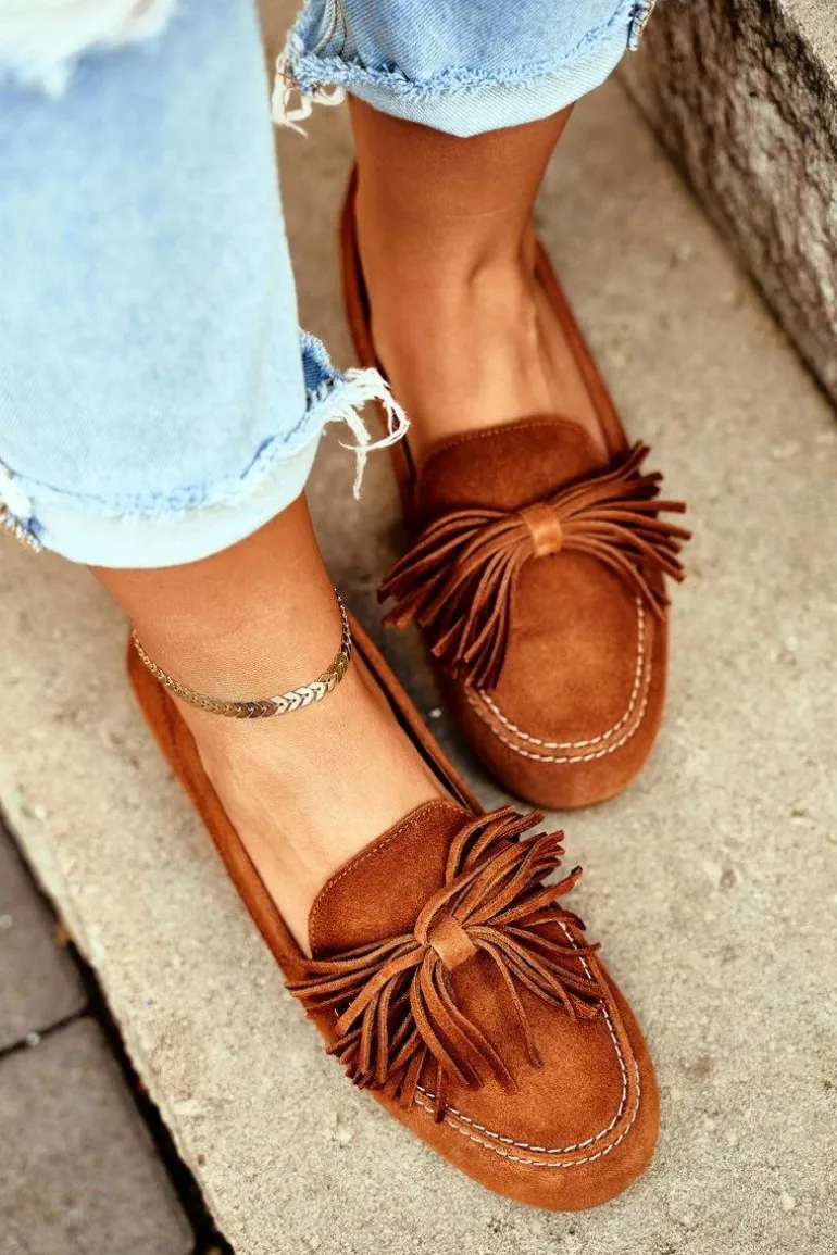 Damskie Mokasyny Maciejka Skórzane Camel 04830