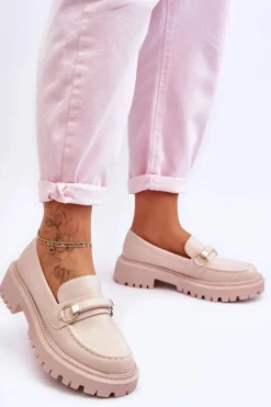 Damskie Mokasyny Na Masywnej Platformie Beżowe Calypso