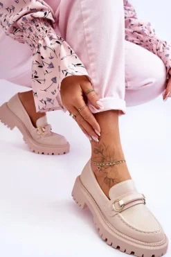 Damskie Mokasyny Na Masywnej Platformie Beżowe Calypso