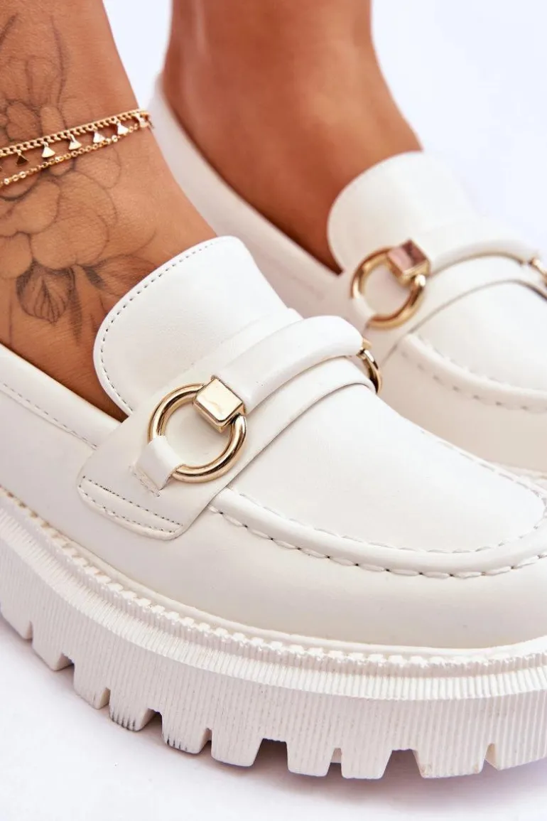 Damskie Mokasyny Na Masywnej Platformie Białe Calypso