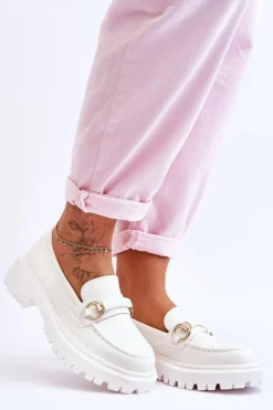 Damskie Mokasyny Na Masywnej Platformie Białe Calypso