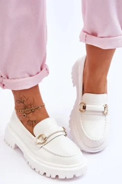 Damskie Mokasyny Na Masywnej Platformie Białe Calypso