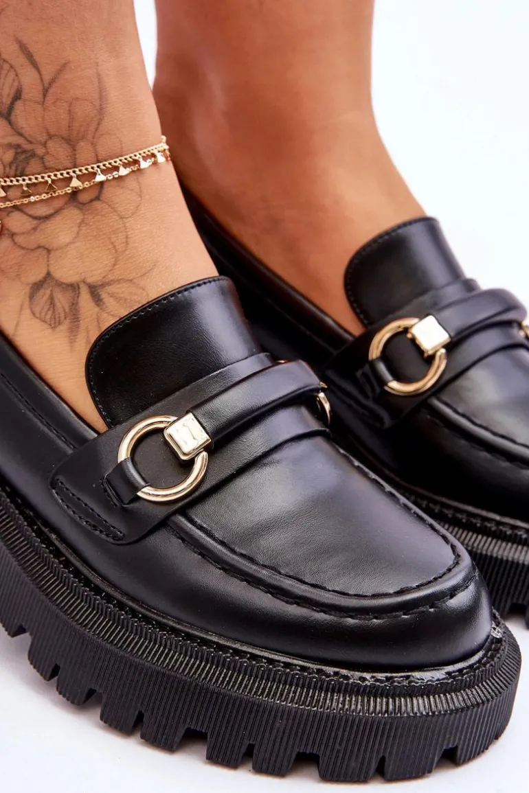 Damskie Mokasyny Na Masywnej Platformie Czarne Calypso