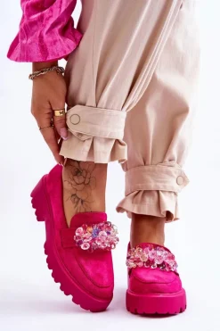 Damskie Mokasyny Na Platformie Z Ozdobami Fuksja Brenda