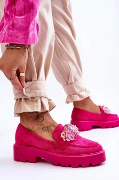 Damskie Mokasyny Na Platformie Z Ozdobami Fuksja Brenda