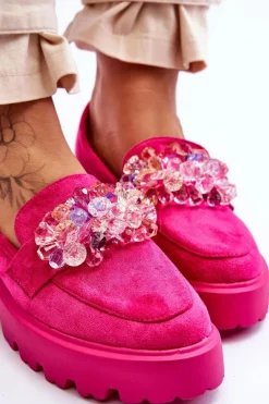 Damskie Mokasyny Na Platformie Z Ozdobami Fuksja Brenda