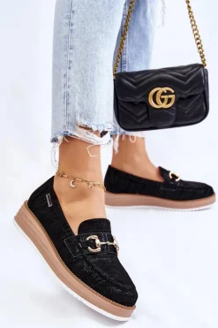 Damskie Mokasyny Na Platformie Czarne Danny