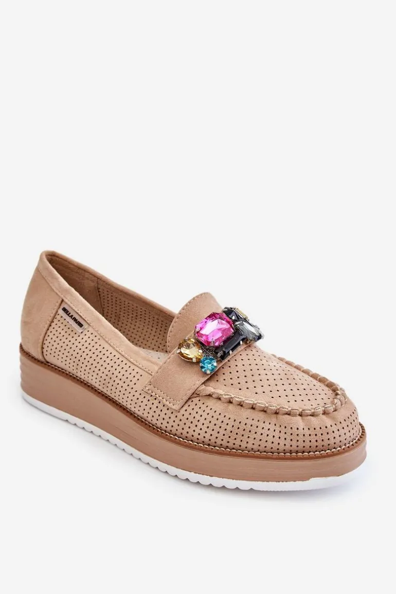 Damskie Mokasyny Na Platformie Z Ozdobami Beżowe Adelyn