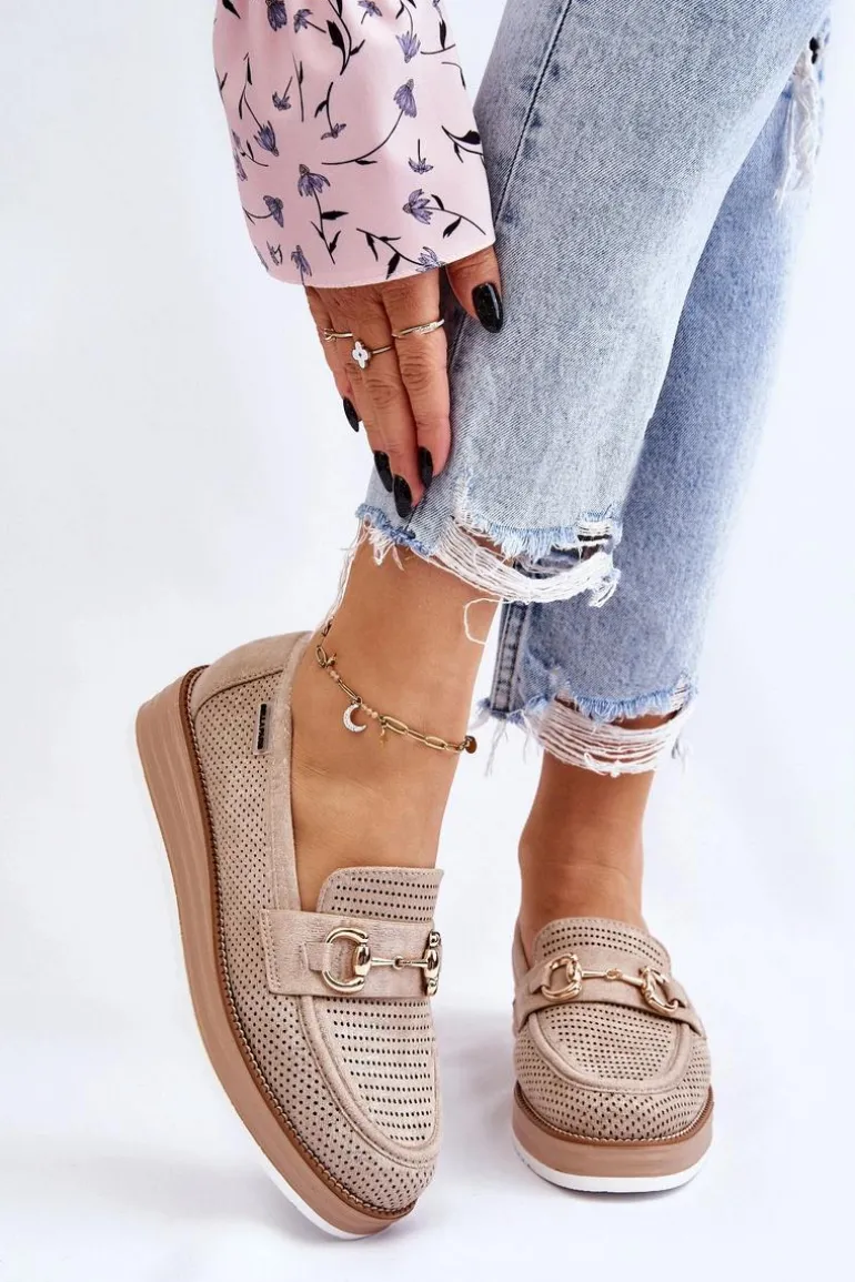 Damskie Mokasyny Na Platformie Beżowe Danny