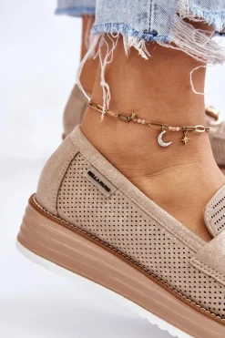 Damskie Mokasyny Na Platformie Beżowe Danny