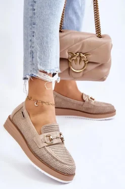 Damskie Mokasyny Na Platformie Beżowe Danny