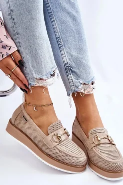 Damskie Mokasyny Na Platformie Beżowe Danny