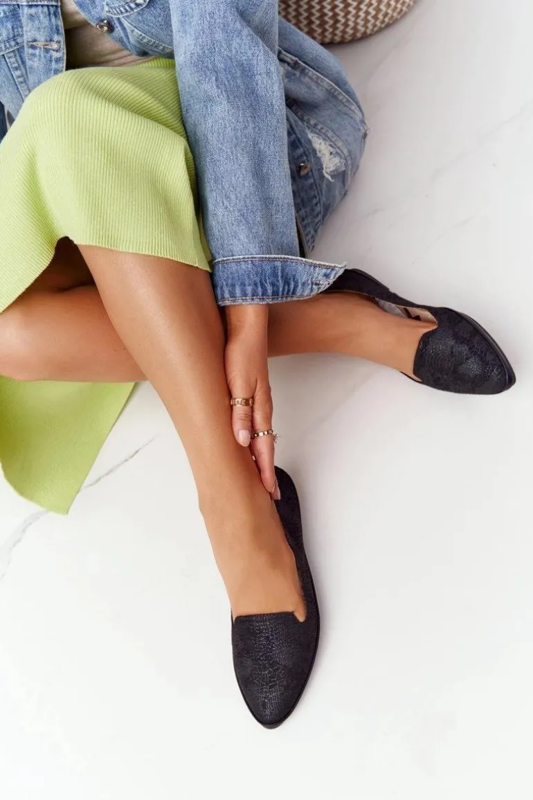 Damskie Mokasyny Sergio Leone MK700 Zamszowe Czarne