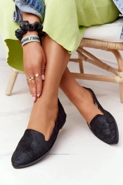 Damskie Mokasyny Sergio Leone MK700 Zamszowe Czarne