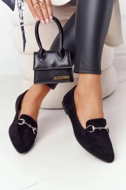 Damskie Mokasyny Sergio Leone MK711 Zamszowe Czarne