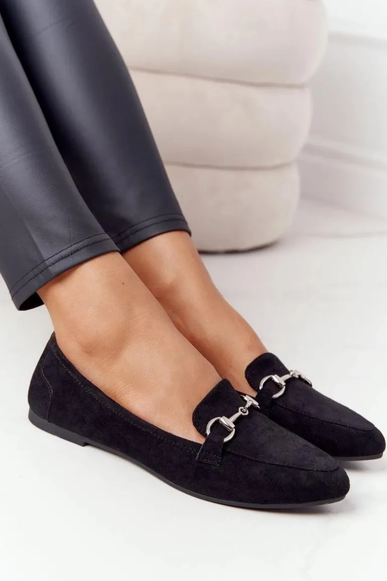 Damskie Mokasyny Sergio Leone MK711 Zamszowe Czarne